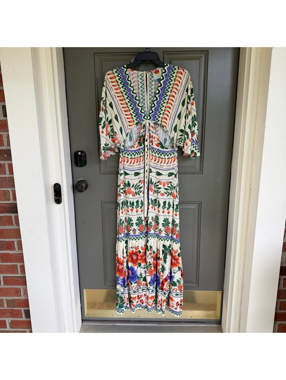FARM Rio for Anthropologie Tropical Fresh Cutout Maxi Dress Size Small